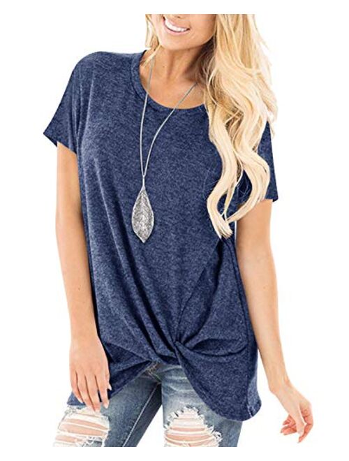 Yidarton Women's Comfy Casual Twist Knot Tunics Tops Blouses Tshirts