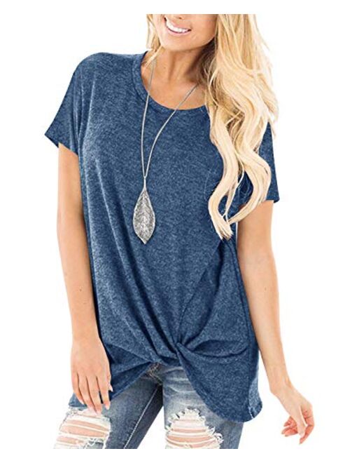 Yidarton Women's Comfy Casual Twist Knot Tunics Tops Blouses Tshirts