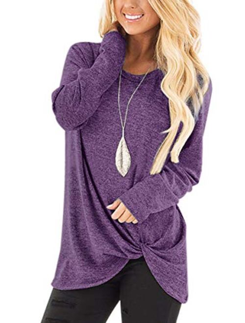 Yidarton Women's Comfy Casual Twist Knot Tunics Tops Blouses Tshirts