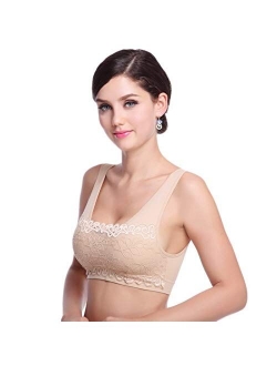 Sports Bra Seamless Lace Coverage Comfortable Daily Bralette with Removable Pads