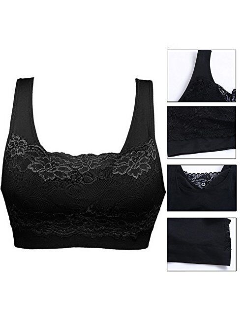 Sports Bra Seamless Lace Coverage Comfortable Daily Bralette with Removable Pads