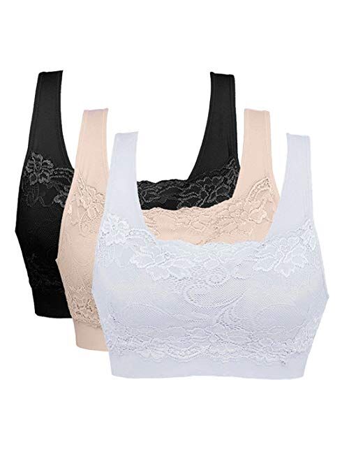 Sports Bra Seamless Lace Coverage Comfortable Daily Bralette with Removable Pads