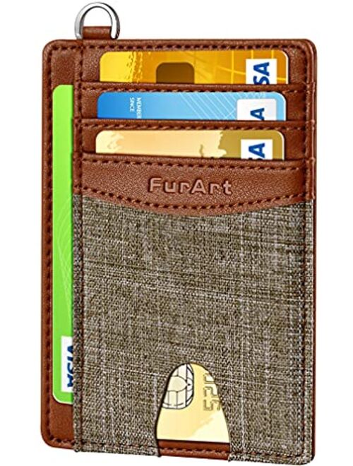 FurArt Slim Minimalist Wallet, Front Pocket Wallets, RFID Blocking, Credit Card Holder with Disassembly D-Shackle