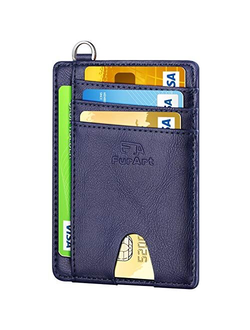 FurArt Slim Minimalist Wallet, Front Pocket Wallets, RFID Blocking, Credit Card Holder with Disassembly D-Shackle