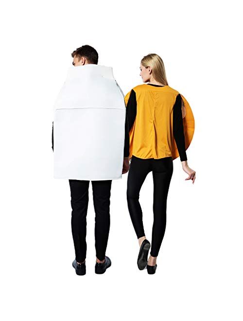 ReneeCho Couple Cookies and Milk Carton Box Costume Halloween Food Adult Men Women