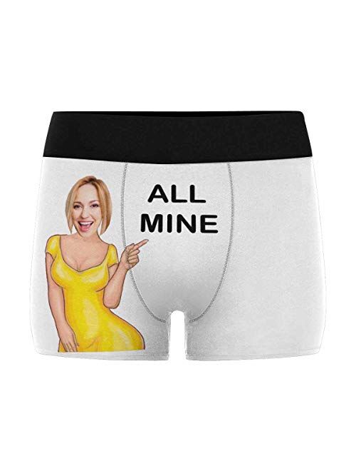 Customized Face Men's Boxer Briefs Underwear Shorts Underpants with Photo All Mine All Gray Stripe