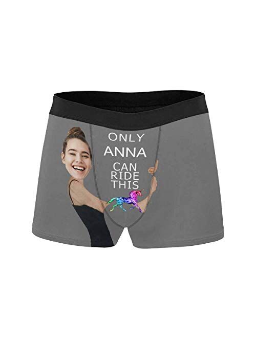 Custom Men's Face Boxer Briefs Shorts Only Name Can Ride This Unicorn XS-5XL