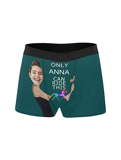 Custom Men's Face Boxer Briefs Shorts Only Name Can Ride This Unicorn XS-5XL