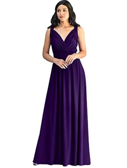 Womens Long Sleeveless Flowy Bridesmaid Cocktail Evening Gown Maxi Dress