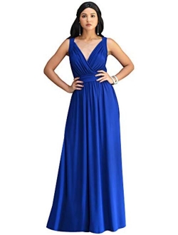 Womens Long Sleeveless Flowy Bridesmaid Cocktail Evening Gown Maxi Dress