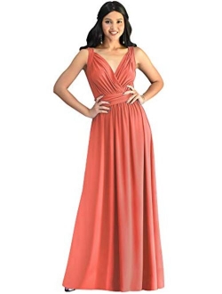 Womens Long Sleeveless Flowy Bridesmaid Cocktail Evening Gown Maxi Dress