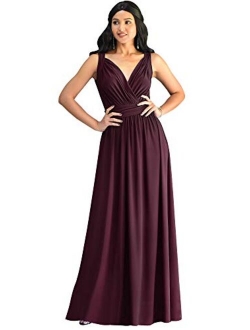 Womens Long Sleeveless Flowy Bridesmaid Cocktail Evening Gown Maxi Dress