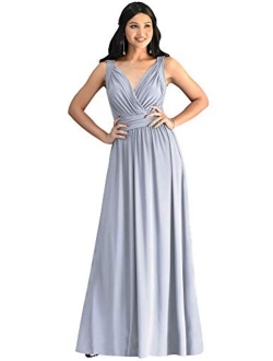 Womens Long Sleeveless Flowy Bridesmaid Cocktail Evening Gown Maxi Dress