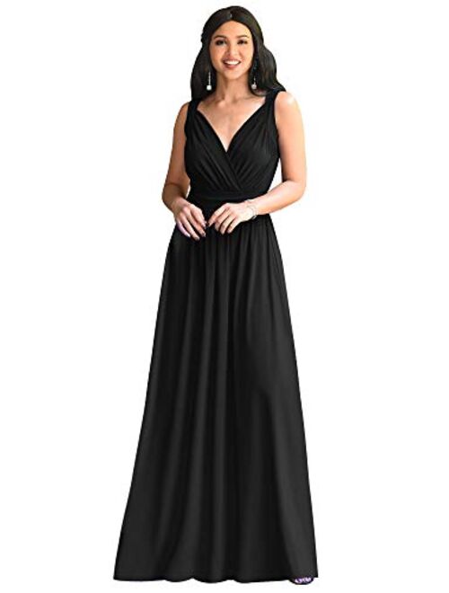 KOH KOH Womens Long Sleeveless Flowy Bridesmaid Cocktail Evening Gown Maxi Dress