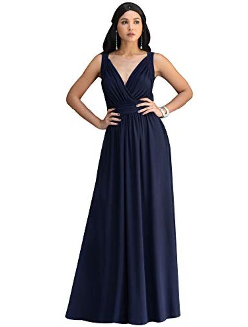 KOH KOH Womens Long Sleeveless Flowy Bridesmaid Cocktail Evening Gown Maxi Dress