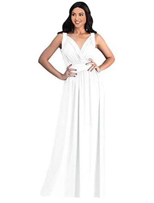 KOH KOH Womens Long Sleeveless Flowy Bridesmaid Cocktail Evening Gown Maxi Dress