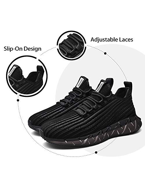 XIDISO Men's Walking Shoes Lightweight Slip on Fashion Sneakers Stylish Breathable Comfortable Footwear