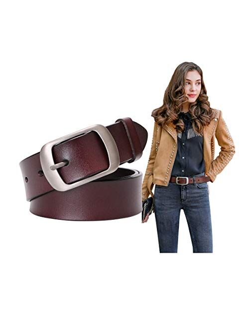 Fashion Womens Leather Belts SUOSDEY with Pin Buckle Waist Belt for Jeans Pants