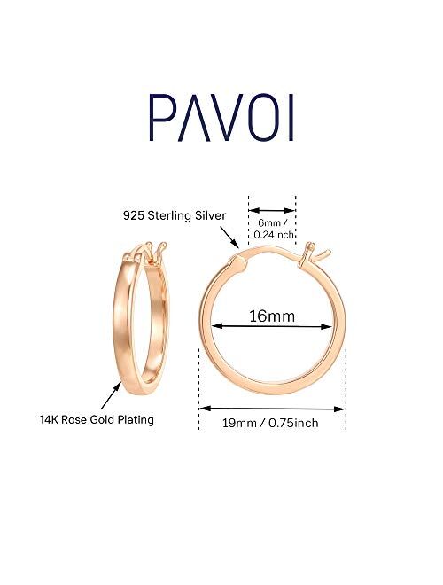 PAVOI 14K Gold Plated 925 Sterling Silver Post Lightweight Hoops | Gold Hoop Earrings for Women