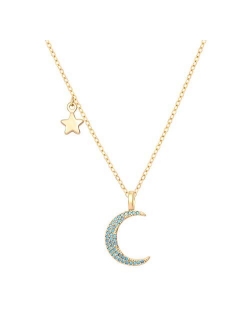 18k Gold Medallion Pendant Necklace Evil Eye Coin Pendant Turuqoise Moon and Star Charm Minimalist Jewelry for Women