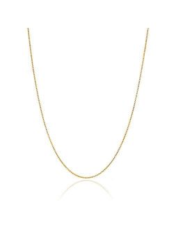Bling For Your Buck 18K Gold Over Sterling Silver .8mm Thin Italian Box Chain Necklace 14