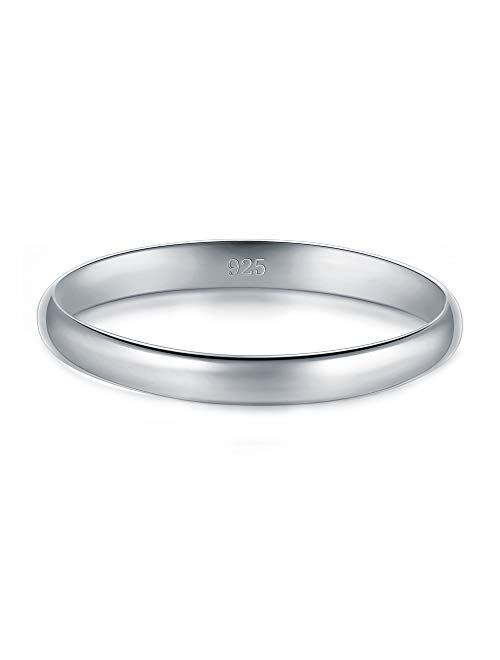BORUO 925 Sterling Silver Ring High Polish Plain Dome Tarnish Resistant Comfort Fit Wedding Band 2mm Ring 4-12