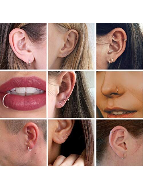  Silver Hoop Earrings- Cartilage Earring Endless Small Hoop  Earrings Set for Women Men Girls,3 Pairs of Hypoallergenic 925 Sterling  Silver Tragus Earrings Nose Lip Rings (Silver,10mm/12mm/14mm): Clothing,  Shoes & Jewelry