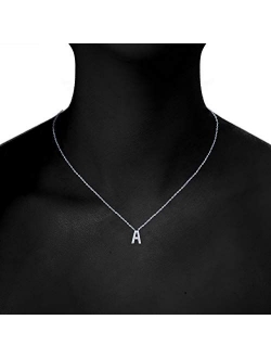 14K White Gold Plated Cubic Zirconia Initial Necklace | Letter Necklaces for Women