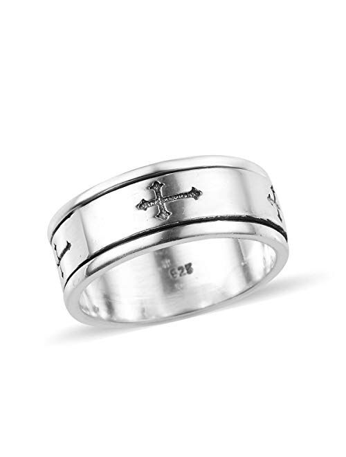 Mens Womens Spinner Band Ring 925 Sterling Silver Statement Boho Handmade Fashion Jewelry for Women Moon Star Celtic Stress Relieving