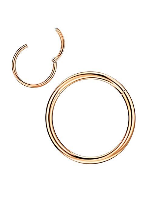 Surgical Steel Piercing Rings for Nose Septum Cartilage Helix Tragus Conch Rook Daith Lobe 20g-18g-16g-14g-12g-10g 5mm-6mm-7mm-8mm-9mm-10mm-11mm-12mm-14mm-16mm Silver/Gol