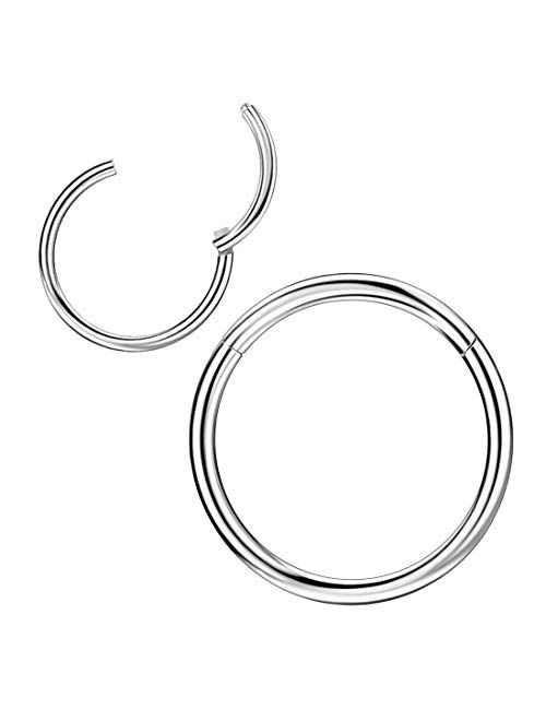 Surgical Steel Piercing Rings for Nose Septum Cartilage Helix Tragus Conch Rook Daith Lobe 20g-18g-16g-14g-12g-10g 5mm-6mm-7mm-8mm-9mm-10mm-11mm-12mm-14mm-16mm Silver/Gol