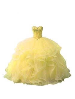 Diandiai Sweetheart Quinceanera Dress Beads Ruffles Ball Gown Prom Dress