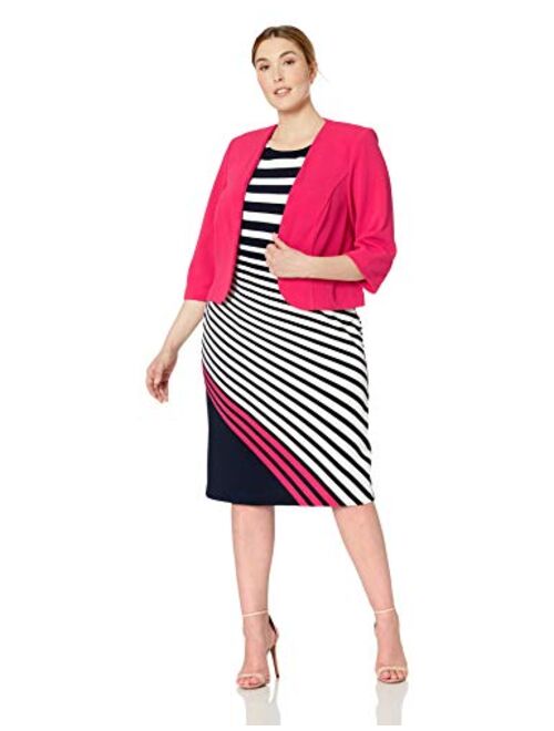 Maya Brooke Women's Striped Jacket Dress with Cutouts