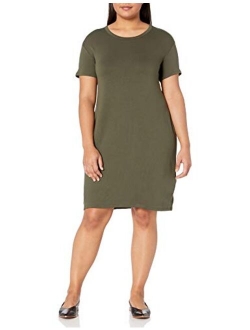 Amazon Brand - Daily Ritual Women's Plus Size Supersoft Terry Short-Sleeve Open Crew Neck Dress