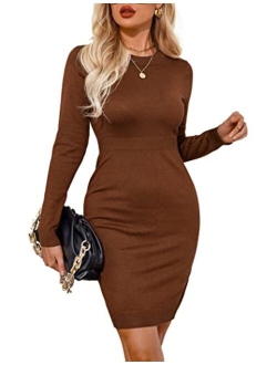 Beyove Womens Sweater Dress Long Sleeve Knit Bodycon Dress Fashion 2023 Slim Fit Stretch Mini Dress XS-XXL