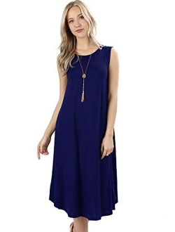 Modern Kiwi Basic Sleeveless Loose Fit Pocket Midi Maxi Dress (S-3X)