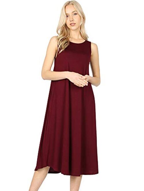 Modern Kiwi Basic Sleeveless Loose Fit Pocket Midi Maxi Dress (S-3X)