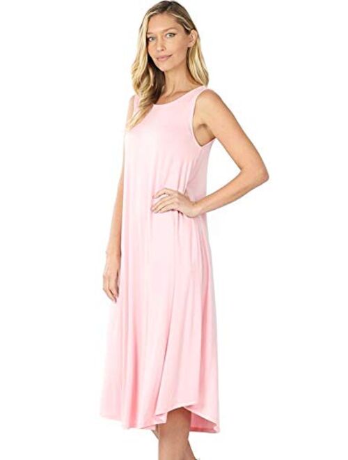 Modern Kiwi Basic Sleeveless Loose Fit Pocket Midi Maxi Dress (S-3X)