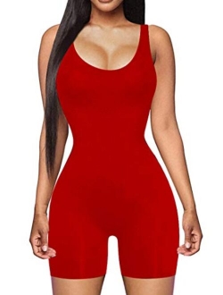 YFANG Women's Sexy Bodycon Romper Sleeveless Tank Tops One Piece Romper Short Jumpsuit