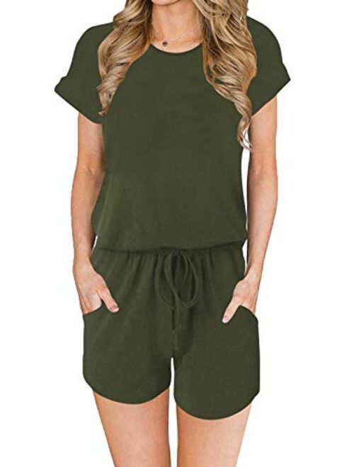 belacola Women's Summer Short Sleeve Shorts Jumpsuit Rompers with Pockets Casual Short Pant Playsuit