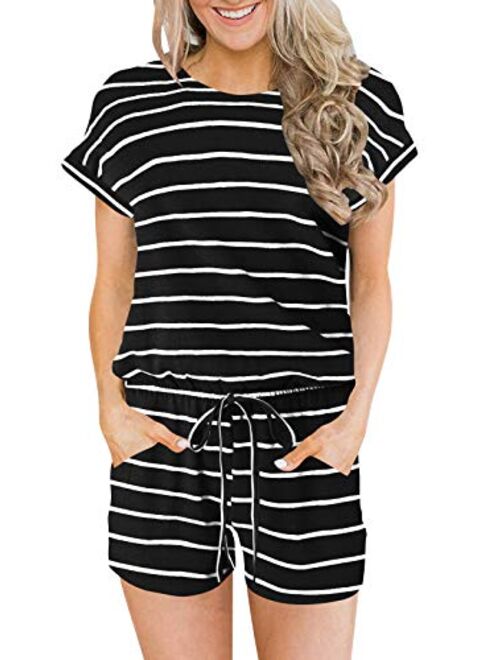 belacola Women's Summer Short Sleeve Shorts Jumpsuit Rompers with Pockets Casual Short Pant Playsuit