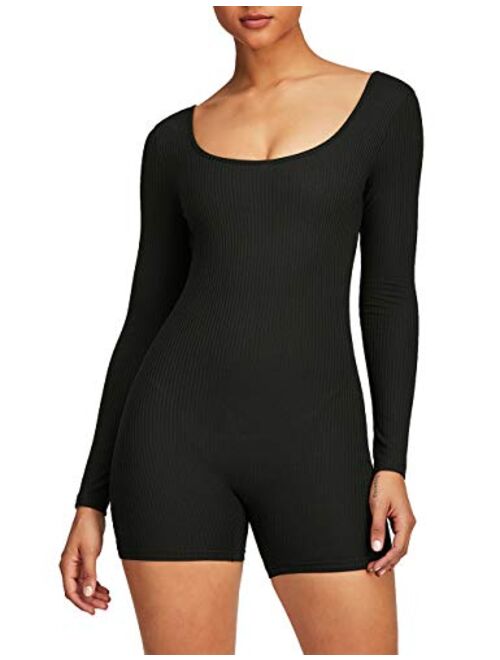 Fanuerg Womens Summer Sexy Ribbed Sleeveless Bodycon Rompers Shorts Jumpsuits