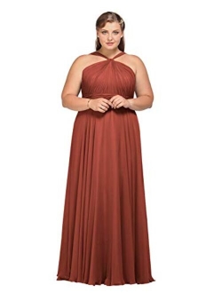 Alicepub Chiffon Bridesmaid Dresses for Women Long Formal Evening Dress Halter