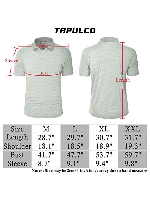 TAPULCO Dry Fit Golf Shirts for Men Stretch Tech Performance Ventilated Stripe Polo Athletic Casual Collared T-Shirt