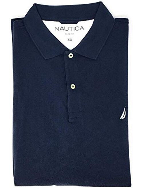 Nautica Men's Slim Fit Short Sleeve Solid Cotton Pique Polo Shirt