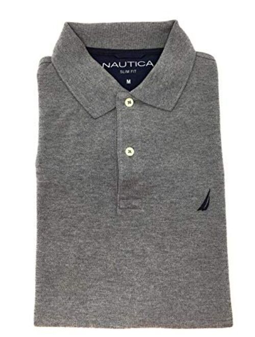 Nautica Men's Slim Fit Short Sleeve Solid Cotton Pique Polo Shirt