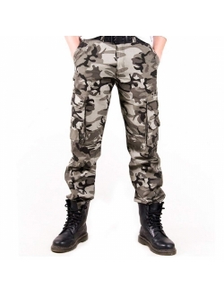 zeetoo Mens Relaxed-Fit Cargo Pants Multi Pocket Military Camo Combat Work Pants