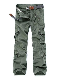 zeetoo Mens Relaxed-Fit Cargo Pants Multi Pocket Military Camo Combat Work Pants