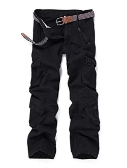 zeetoo Mens Relaxed-Fit Cargo Pants Multi Pocket Military Camo Combat Work Pants