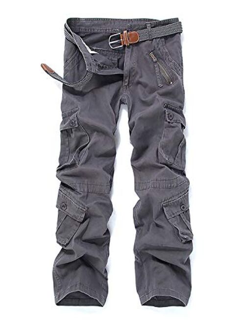 zeetoo Mens Relaxed-Fit Cargo Pants Multi Pocket Military Camo Combat Work Pants